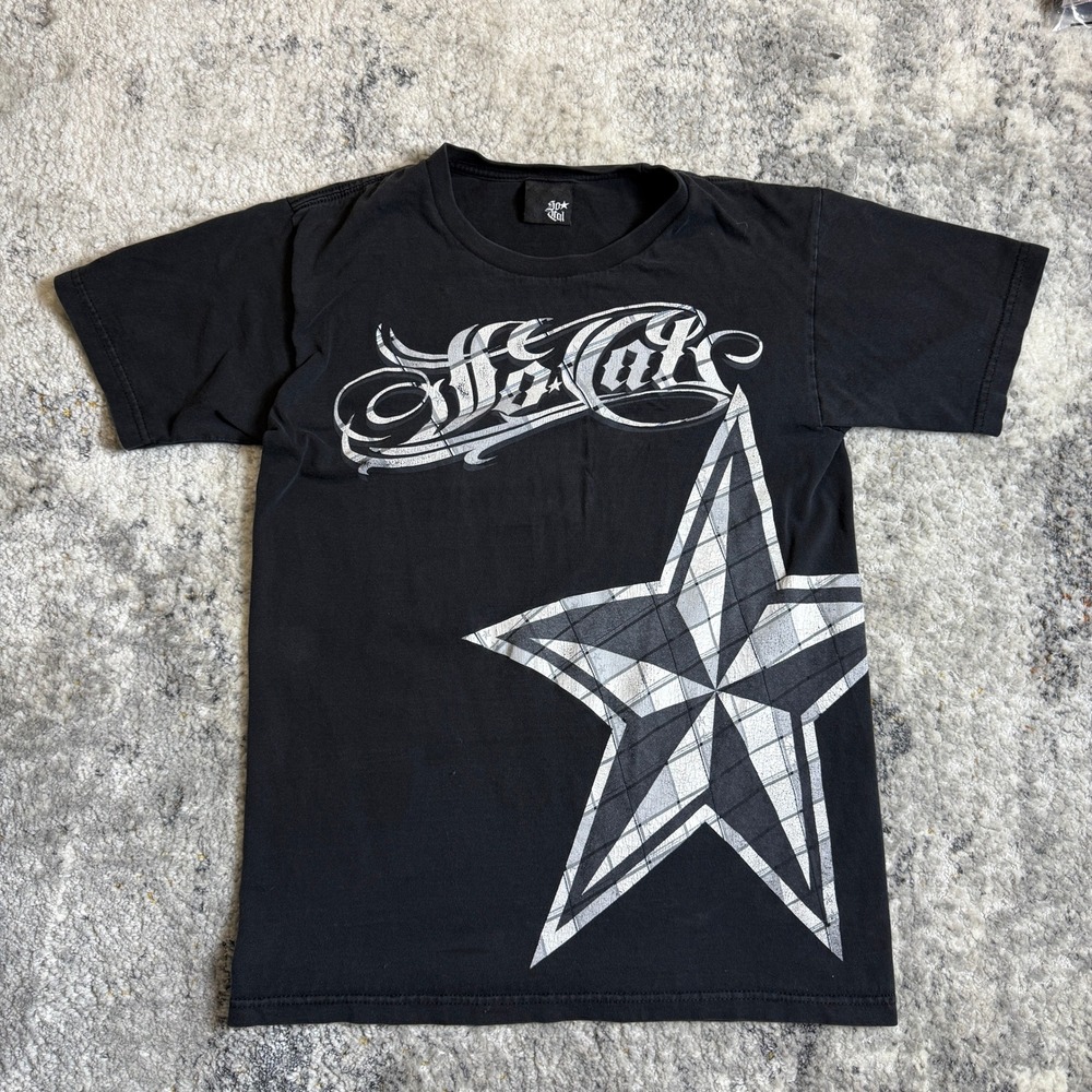 SoCal No Fear Mens Graphic T-Shirt Black Star Logo Y2K Skate Tee Small